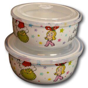 Dr Seuss The Grinch & Cindy Lou Who Christmas Storage Container Set x 2 - NEW